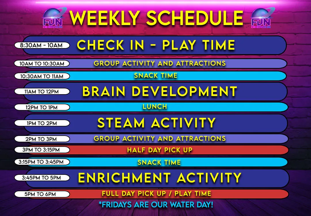 weekly schedule at fundimension miami